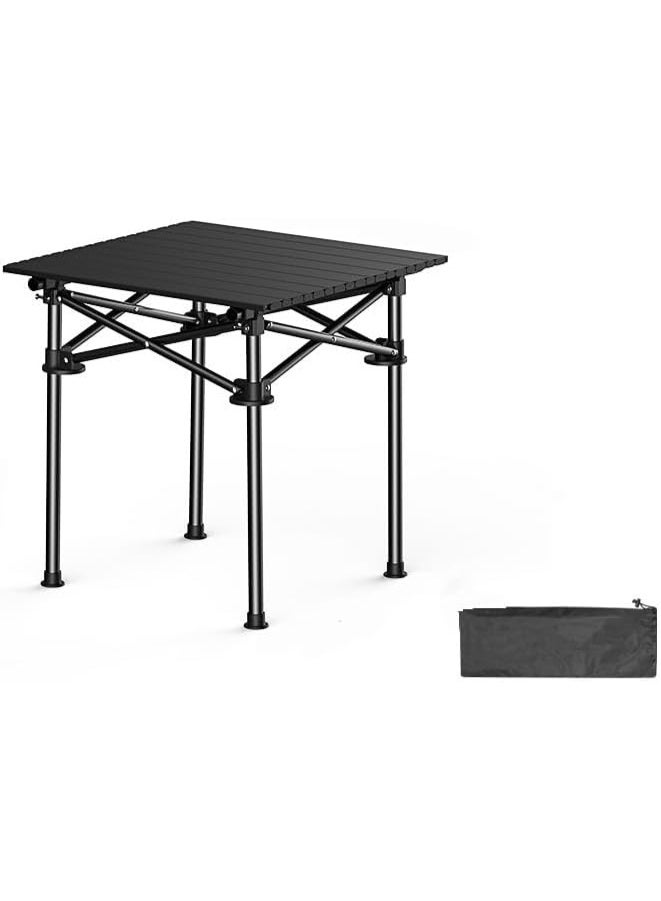 Folding camping table, black - lightweight aluminum with storage bag - Image 1